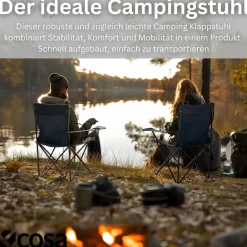 Ecosa Campingstuhl Schwarz Klappstuhl Faltbar – Robuster Outdoor Stuhl mit Tragetasche