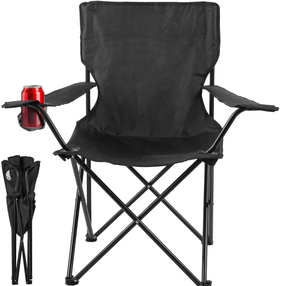 Ecosa Campingstuhl Schwarz Klappstuhl Faltbar – Robuster Outdoor Stuhl mit Tragetasche