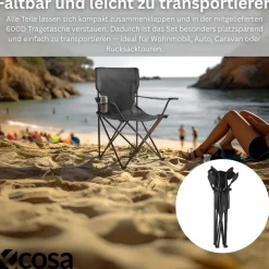 Ecosa Campingstuhl Schwarz Klappstuhl Faltbar – Robuster Outdoor Stuhl mit Tragetasche
