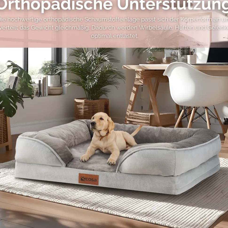 Ecosa Orthopädisches Hundebett 71x58x18cm Wasserfest Anti-Rutsch-Boden