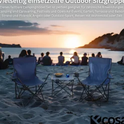 Ecosa 3-teiliges Campingmöbel Set mit 2 Klappstühlen und Campingtisch Faltbar Tragbar