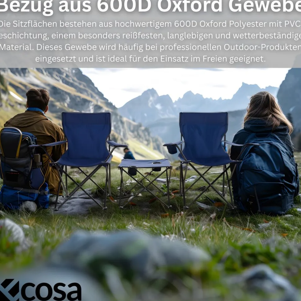 Ecosa 3-teiliges Campingmöbel Set mit 2 Klappstühlen und Campingtisch Faltbar Tragbar