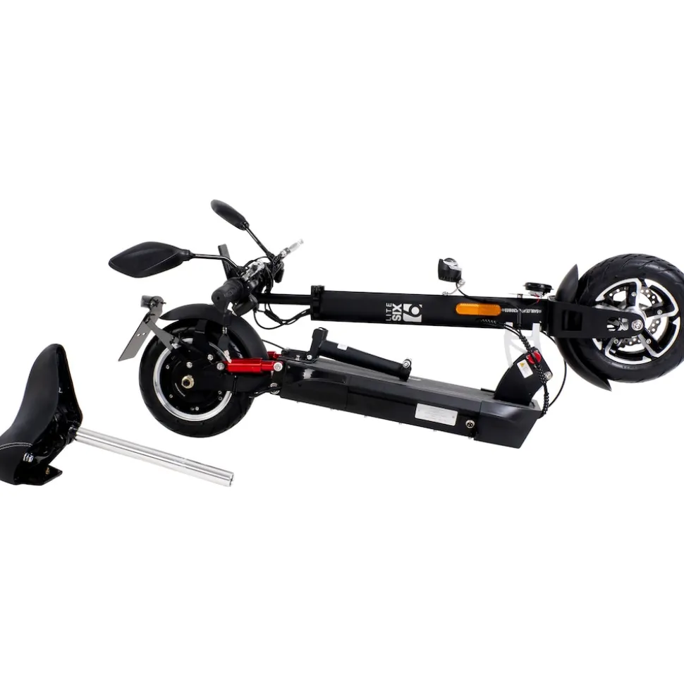 eFlux Lite Six Pro E-Scooter 1000 Watt, Straßenzulassung, 40 km/h, verstellbarer Sitz, Lithium-Akku