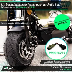 eFlux Street 20 Pro E-Scooter, Straßenzulassung, 20 km/h, 500 Watt, Elektroroller mit Sitz, klappbar