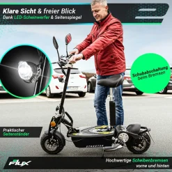 eFlux Street 20 Pro E-Scooter, Straßenzulassung, 20 km/h, 500 Watt, Elektroroller mit Sitz, klappbar
