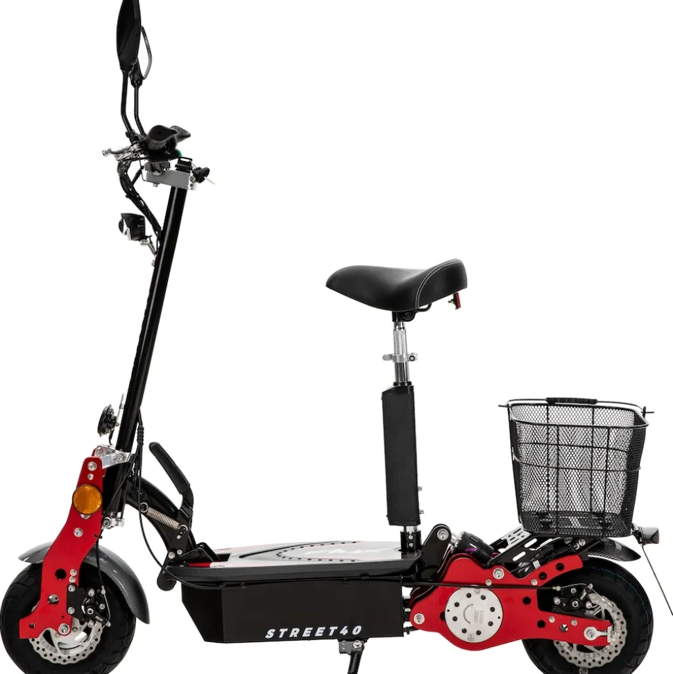 eFlux Street 40 Pro, E-Scooter, Straßenzulassung, 35 km/h, 800 Watt, mit Sitz, Gepäck-Korb, klappbar
