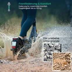 Egret X Core+ E-Scooter (max. 20 km/h, bis zu 55 km, Tragfähigkeit 130kg, Hinterradantrieb, 500W, Blinker)