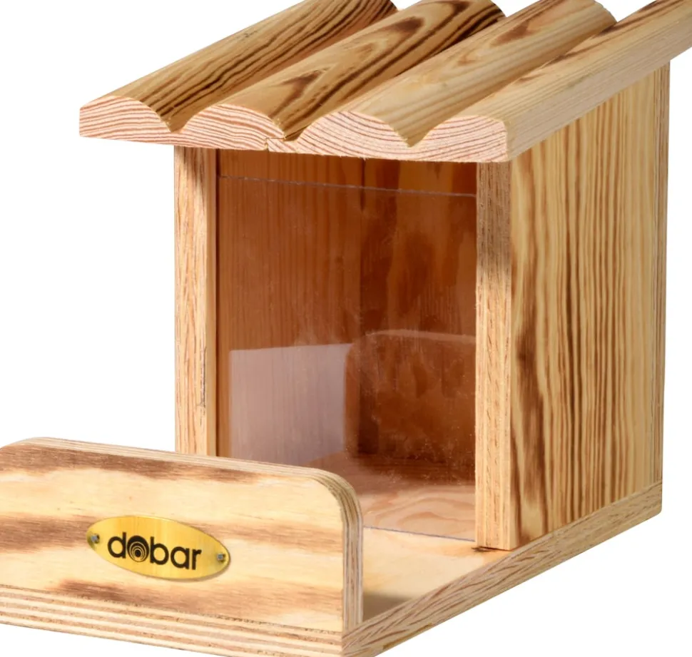Eichhörnchen-Futterstation mit Futtersilo, Futterstelle aus Holz