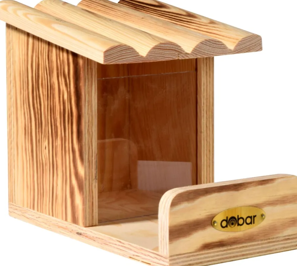 Eichhörnchen-Futterstation mit Futtersilo, Futterstelle aus Holz