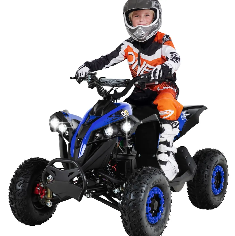 Elektro-Kinderquad Reneblade, Mini-Quad mit 1000 Watt, Federung, Scheibenbremsen, drosselbar, LEDs (Classic, Schwarz/Blau)