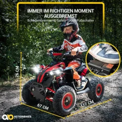 Elektro-Kinderquad Reneblade, Mini-Quad mit 1000 Watt, Federung, Scheibenbremsen, drosselbar, LEDs (Classic, Schwarz/Blau)