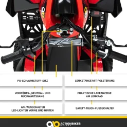 Elektro-Kinderquad Reneblade, Mini-Quad mit 1000 Watt, Federung, Scheibenbremsen, drosselbar, LEDs (Classic, Schwarz/Blau)