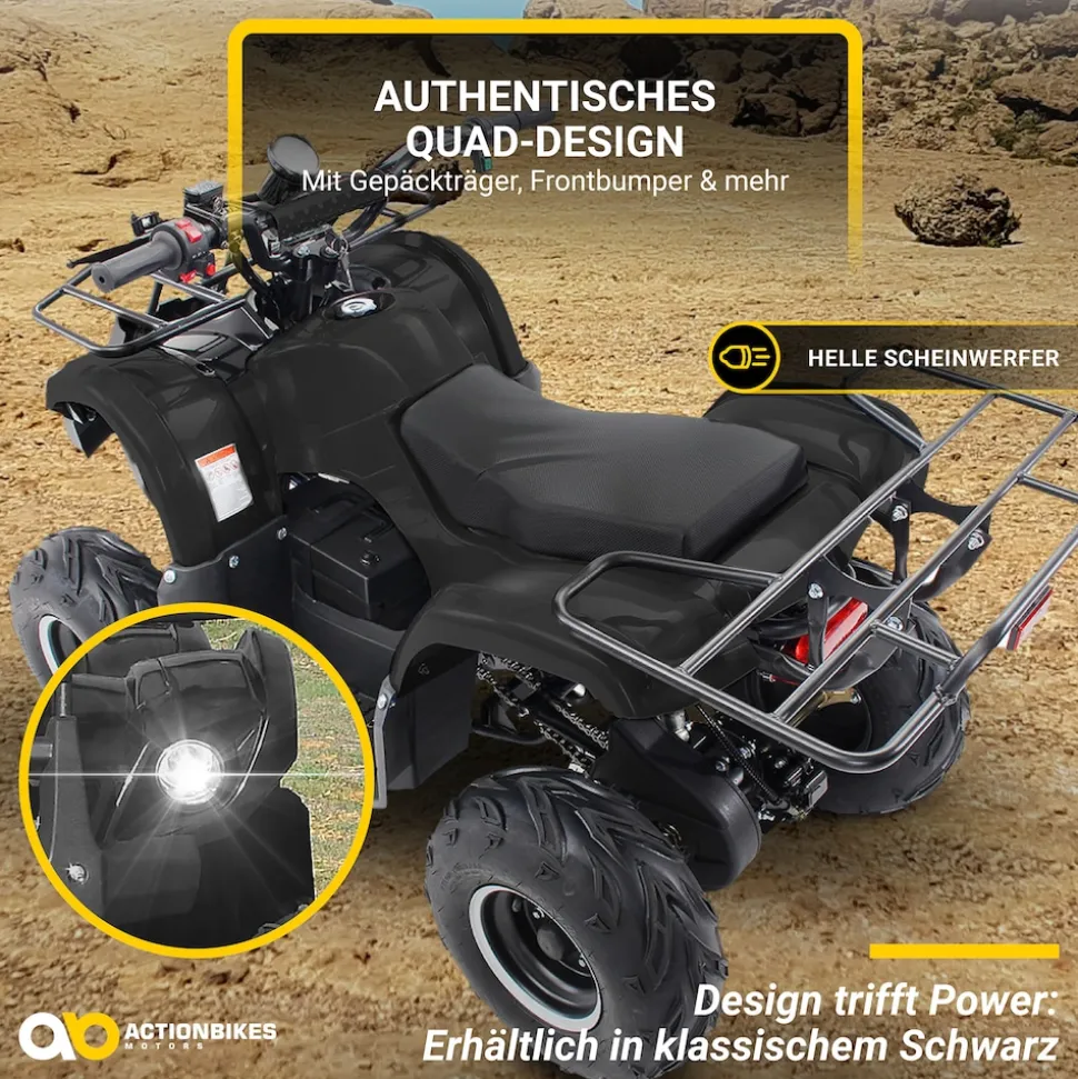 Elektro-Kinderquad S-8 Farmer, Midi-Quad mit 1000 Watt, Scheiben-/Trommelbremsen, bis 20 km/h, ab 8 (Schwarz)