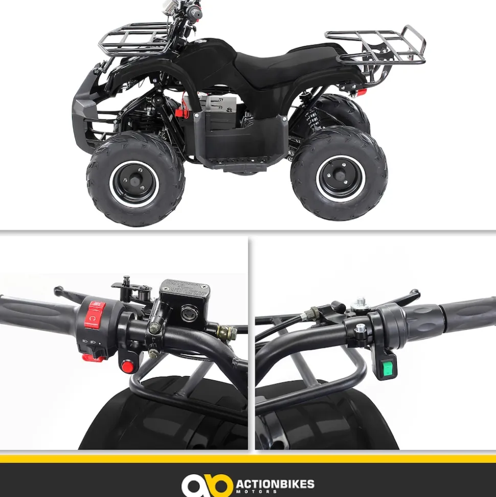 Elektro-Kinderquad S-8 Farmer, Midi-Quad mit 1000 Watt, Scheiben-/Trommelbremsen, bis 20 km/h, ab 8 (Schwarz)