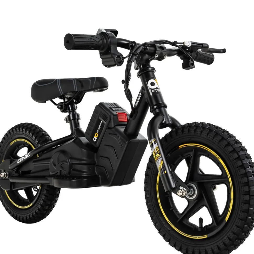 Elektro-Laufrad, 12 Zoll, Kinder-Balance-Bike m. 250 Watt, Scheibenbremsen, 3 Geschwindigkeitsstufen (Gelb)