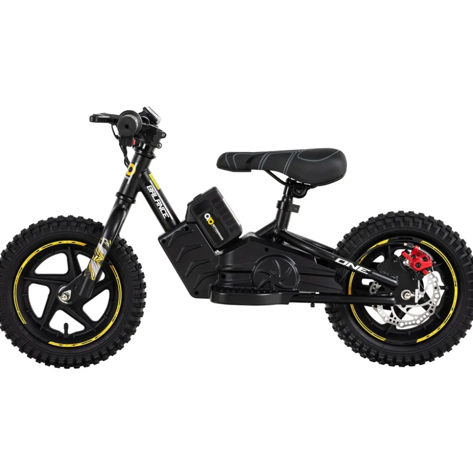 Elektro-Laufrad, 12 Zoll, Kinder-Balance-Bike m. 250 Watt, Scheibenbremsen, 3 Geschwindigkeitsstufen (Gelb)