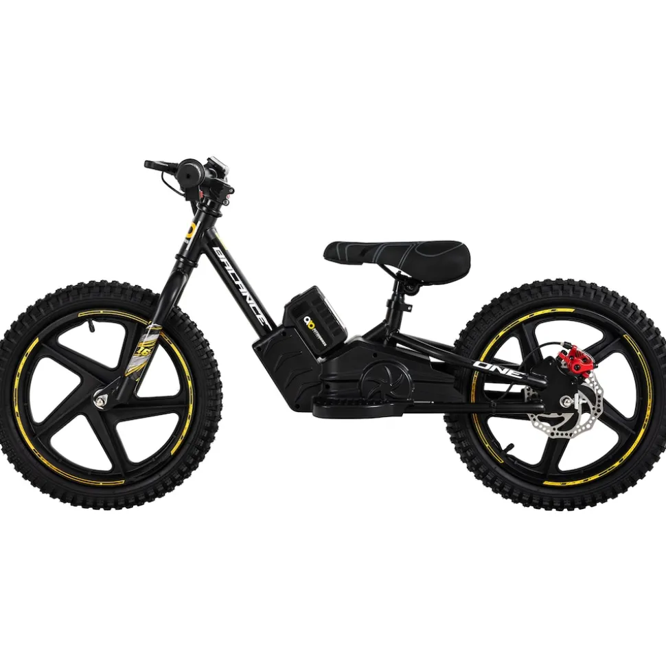 Elektro-Laufrad, 16 Zoll, Kinder-Balance-Bike m. 250 Watt, Scheibenbremsen, 3 Geschwindigkeitsstufen (Gelb)