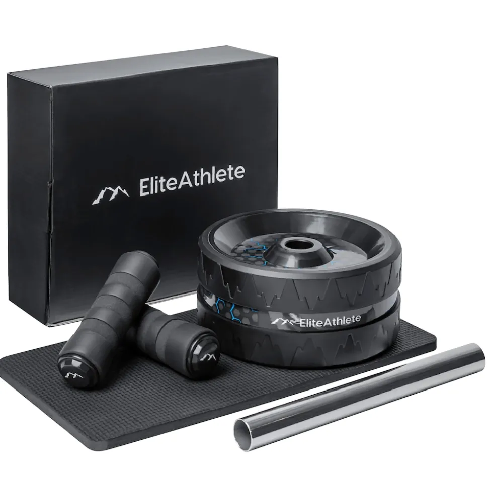 EliteAthlete® Bauchroller Bauchmuskeltrainer - AB Roller - Bauchtrainer für Zuhause - Bauch Weg - Abdominal Trainer - AB Wheel inkl. gepolsterter Kniematte - Blau