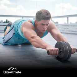 EliteAthlete® Bauchroller Bauchmuskeltrainer - AB Roller - Bauchtrainer für Zuhause - Bauch Weg - Abdominal Trainer - AB Wheel inkl. gepolsterter Kniematte - Blau