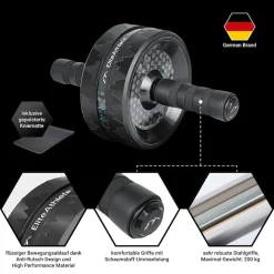 EliteAthlete® Bauchroller Bauchmuskeltrainer - AB Roller - Bauchtrainer für Zuhause - Bauch Weg - Abdominal Trainer - AB Wheel inkl. gepolsterter Kniematte - Blau