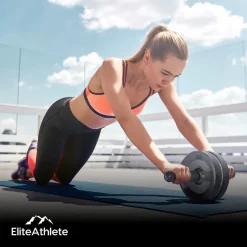 EliteAthlete® Bauchroller Bauchmuskeltrainer - AB Roller - Bauchtrainer für Zuhause - Bauch Weg - Abdominal Trainer - AB Wheel inkl. gepolsterter Kniematte - Blau