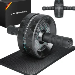EliteAthlete® Bauchroller Bauchmuskeltrainer - AB Roller - Bauchtrainer für Zuhause - Bauch Weg - Abdominal Trainer - AB Wheel inkl. gepolsterter Kniematte - Blau