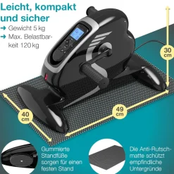 ELONEO 2in1 Arm- und Beintrainer, Elektro-Mini-Heimtrainer 3.0, Pedealtrainer mit Motor, inkl. Trainingsdisplay, Massage-Handgriffe Anti-Rutschmatt