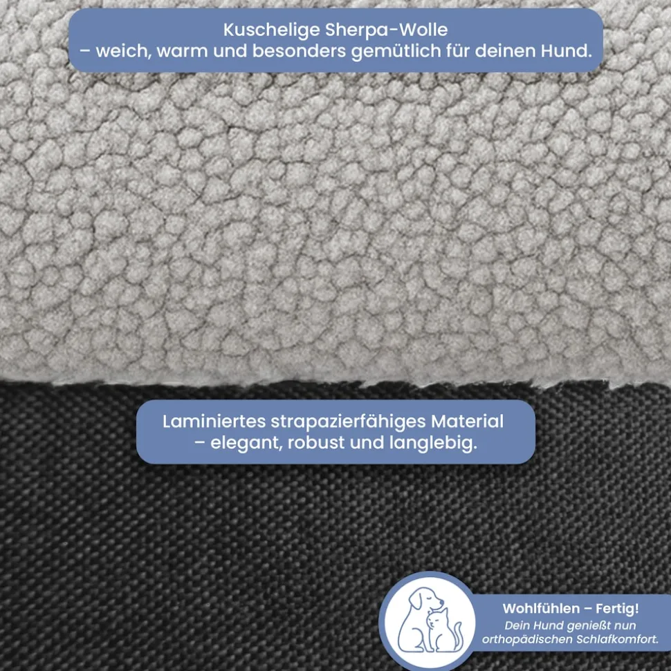 ELONEO Orthopädisches Hundebett, Schwarz - Größe S