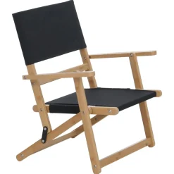 2er-Set Bambus Campingstuhl MCW-Q42, Gartenstuhl Balkonstuhl Freizeitstuhl klappbar Outdoor Stoff/Textil ~ schwarz