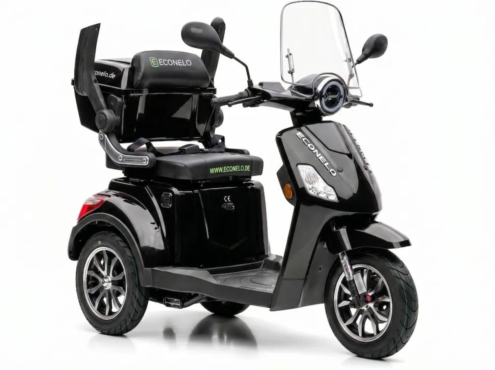 E-Seniorenmobil Denia, Lithium-Akku, 3-Rad, 1000 Watt, Schwarz