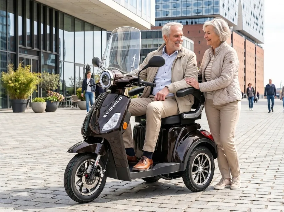 E-Seniorenmobil Denia, Lithium-Akku, 3-Rad, 1000 Watt, Schwarz