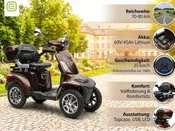 E-Seniorenmobil MAXXI 4.0 - Lithium Akku - 1000W - 25km/h - BRAUN