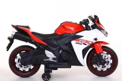 ES-Toys Elektro Kindermotorrad 888 Stützräder LED-Scheinwerfer Batterieanzeige rot