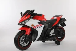 ES-Toys Elektro Kindermotorrad 888 Stützräder LED-Scheinwerfer Batterieanzeige rot