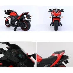 ES-Toys Elektro Kindermotorrad 888 Stützräder LED-Scheinwerfer Batterieanzeige rot