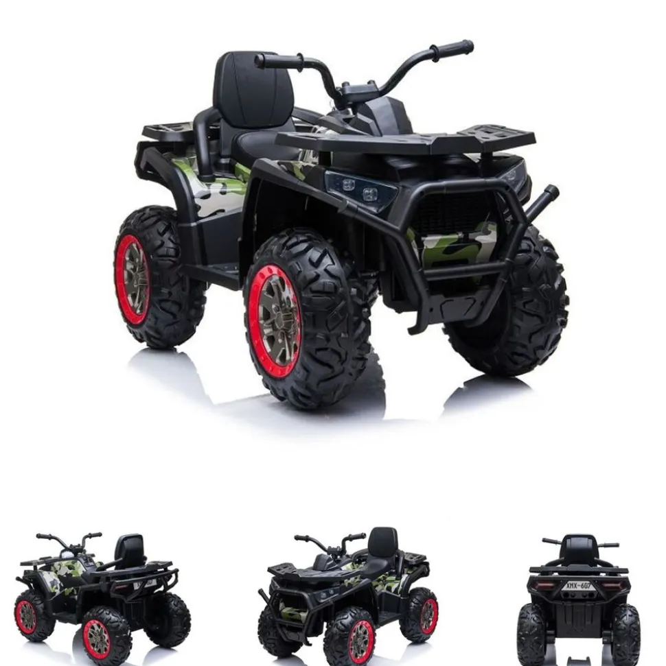 ES-Toys Elektro Kinderquad MP3, USB, Batterieanzeige, Stoßdämpfer, 2x12V Motoren dunkelgrün