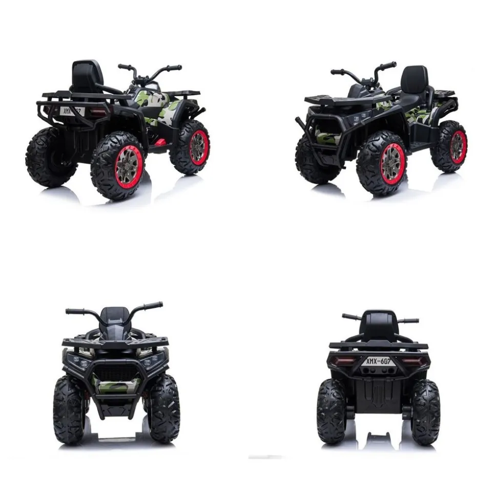 ES-Toys Elektro Kinderquad MP3, USB, Batterieanzeige, Stoßdämpfer, 2x12V Motoren dunkelgrün