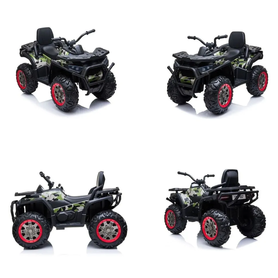 ES-Toys Elektro Kinderquad MP3, USB, Batterieanzeige, Stoßdämpfer, 2x12V Motoren dunkelgrün