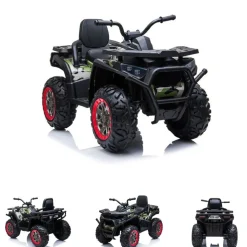 ES-Toys Elektro Kinderquad MP3, USB, Batterieanzeige, Stoßdämpfer, 2x12V Motoren dunkelgrün