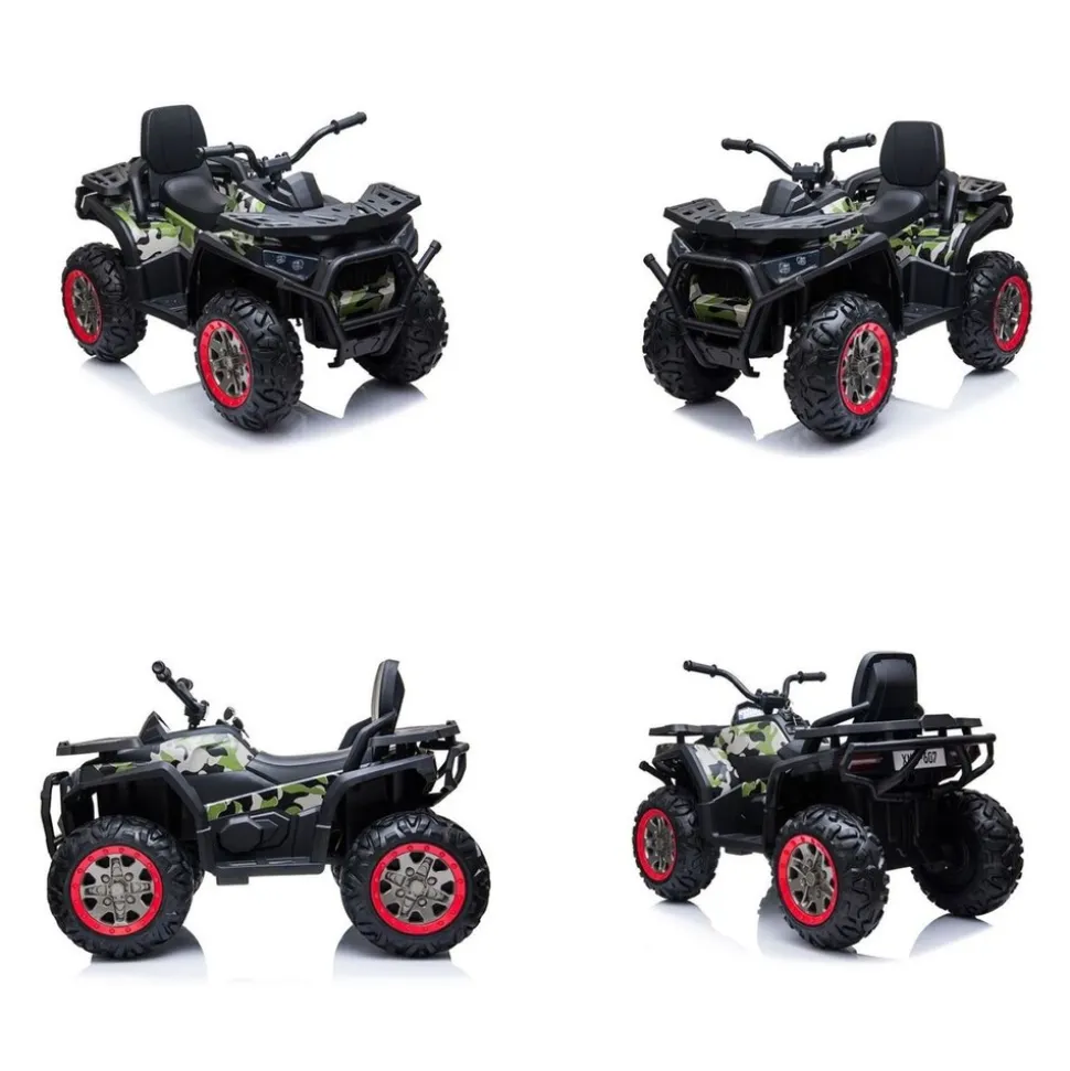 ES-Toys Elektro Kinderquad MP3, USB, Batterieanzeige, Stoßdämpfer, 2x12V Motoren dunkelgrün