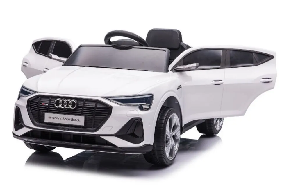 Es-Toys Kinder Elektroauto Audi E-Tron, EVA-Reifen, Allradantrieb, Fernbedienung weiß