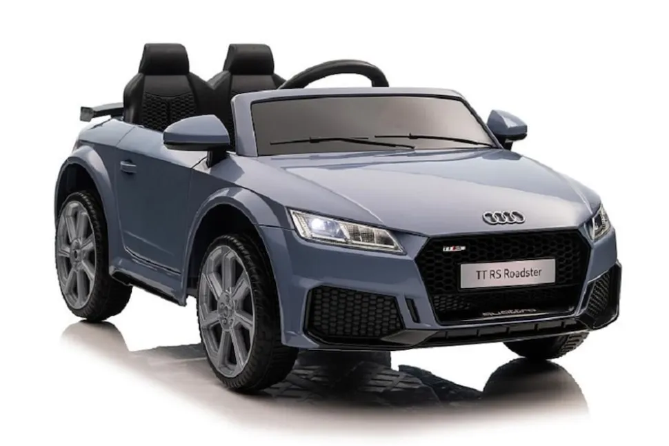 ES-Toys Kinder Elektroauto Audi TTRS, EVA-Reifen, Sicherheitsgurt, Fernbedienung grau-blau