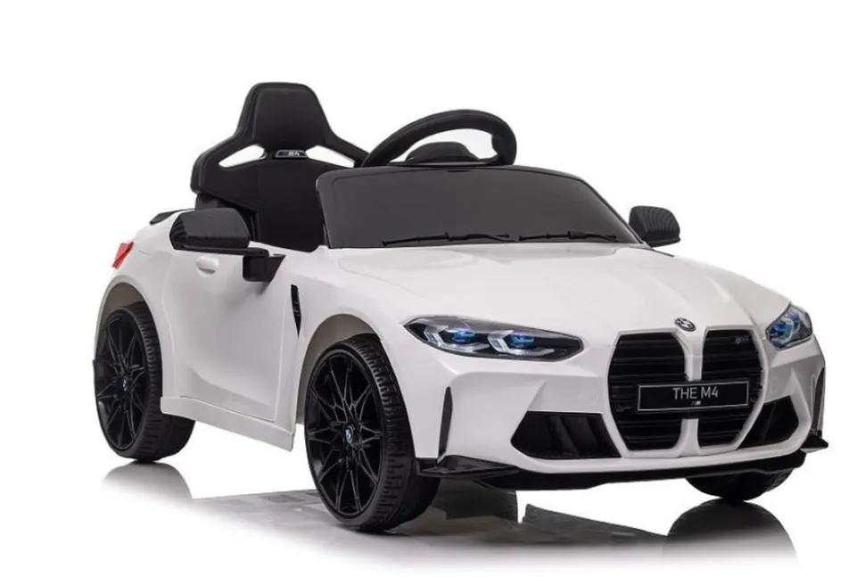 ES-Toys Kinder Elektroauto BMW M4 lizenziert 12V7A Akku 2 Motoren EVA-Reifen MP3 weiß