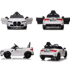 ES-Toys Kinder Elektroauto BMW M4 lizenziert 12V7A Akku 2 Motoren EVA-Reifen MP3 weiß