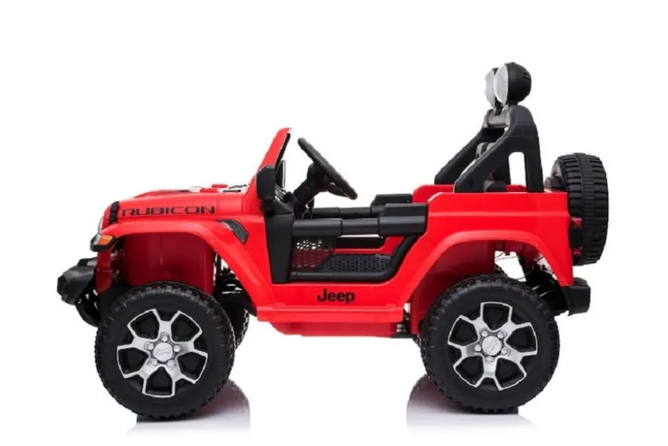ES-Toys Kinder Elektroauto Jeep Wrangler Rubicon EVA Reifen Allrad lizenziert rot