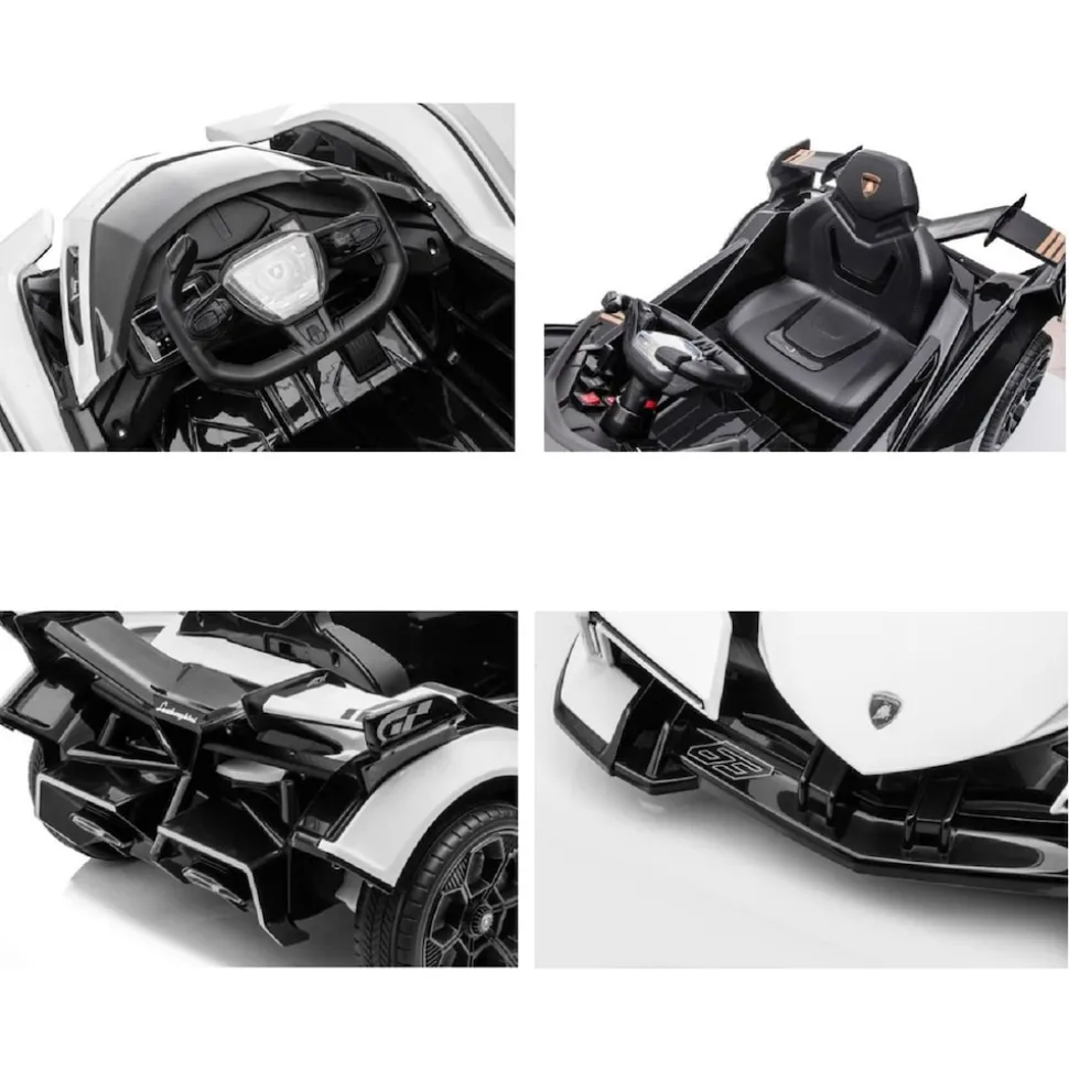 ES-Toys Kinder Elektroauto Lamborghini V12 Vision Gran Turismo Fernbedienung MP3 schwarz