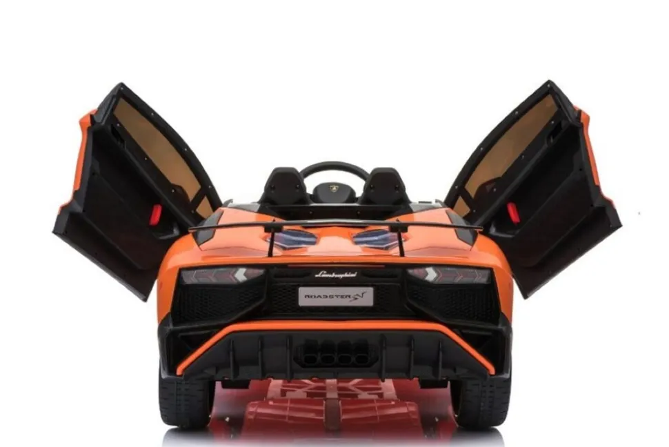 ES-Toys Kinder Elektroauto Lamborghini Aventador SV EVA-Reifen Kunstledersitz orange