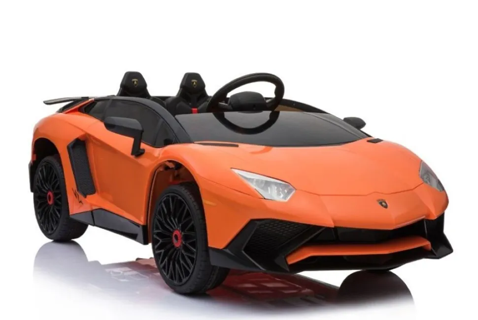 ES-Toys Kinder Elektroauto Lamborghini Aventador SV EVA-Reifen Kunstledersitz orange