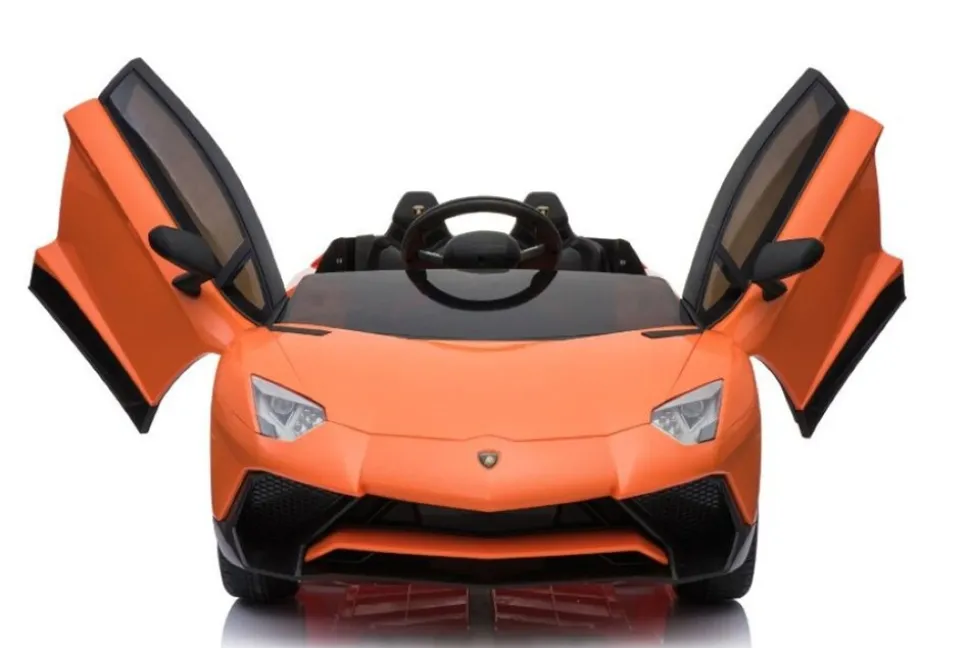 ES-Toys Kinder Elektroauto Lamborghini Aventador SV EVA-Reifen Kunstledersitz orange