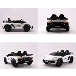 ES-Toys Kinder Elektroauto Lamborghini Aventador SVJ Xago EVA-Reifen Zweisitzer weiß